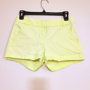 J. Crew Bright Neon Yellow Classy Chino Summer Shorts Size 00 (XS)